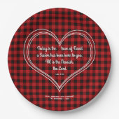 Red Buffalo Pattern Bijbel Verse Kerstmis Papieren Bordje (Voorkant)