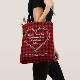 Red Buffalo Pattern Bijbel Verse Kerstmis Tote Bag