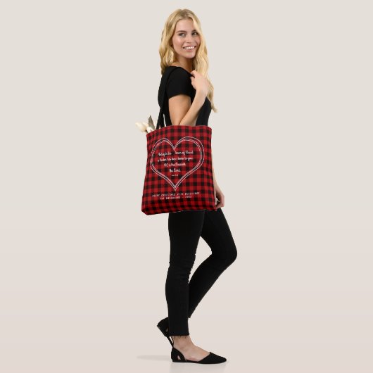 Red Buffalo Pattern Bijbel Verse Kerstmis Tote Bag (Op model)