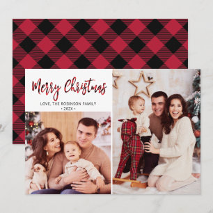 Red Buffalo Plaid 2 Fotocollage Christmas Holi Feestdagenkaart
