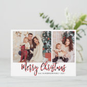 Red Buffalo Plaid 2 Fotocollage Kerstmis Feestdagenkaart (Staand voorkant)