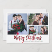 Red Buffalo Plaid 4 Fotocollage Kerstmis Feestdagenkaart (Voorkant)