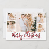 Red Buffalo Plaid 5 Fotocollage Kerstmis Feestdagenkaart (Voorkant)