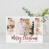 Red Buffalo Plaid 5 Fotocollage Kerstmis Feestdagenkaart (Staand voorkant)