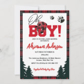 Red Buffalo Plaid Adventure Mountain Baby shower Kaart (Voorkant)