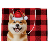 Red Buffalo Plaid Akita Dog Holiday Groot Cadeauzakje (Achterkant)