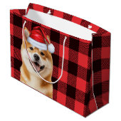 Red Buffalo Plaid Akita Dog Holiday Groot Cadeauzakje (Achterkant Gekanteld)