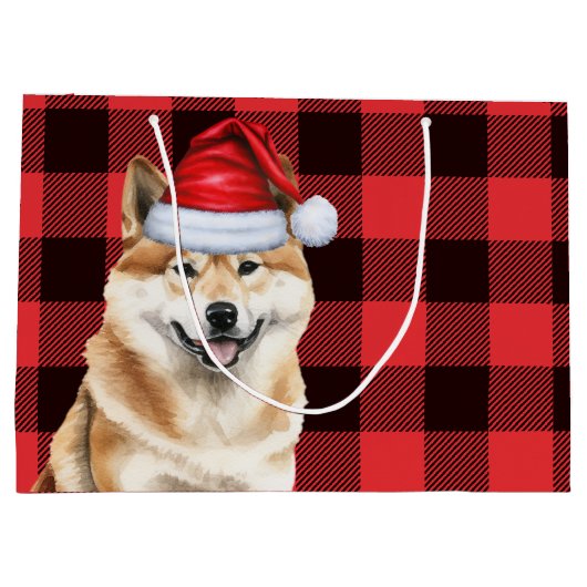 Red Buffalo Plaid Akita Hondenvakantie Groot Cadeauzakje (Achterkant)