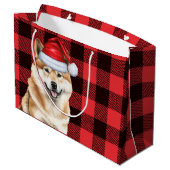 Red Buffalo Plaid Akita Hondenvakantie Groot Cadeauzakje (Achterkant Gekanteld)