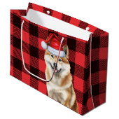 Red Buffalo Plaid Akita Hondenvakantie Groot Cadeauzakje (Voorkant Gekanteld)