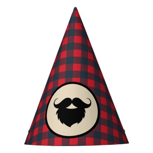 Red Buffalo Plaid Baard Lumberjack Verjaardag Feesthoedjes (Voorkant)