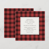 Red Buffalo Plaid Baby shower Invitation Kaart (Voorkant / Achterkant)