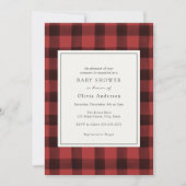 Red Buffalo Plaid Baby shower Invitation Kaart (Voorkant)