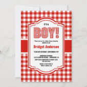 Red Buffalo Plaid Baby shower Kaart (Voorkant)