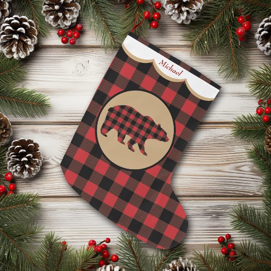 Red Buffalo Plaid Beer gepersonaliseerd Grote Kerstsok