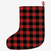 Red Buffalo Plaid Beer gepersonaliseerd Grote Kerstsok (Achterkant)