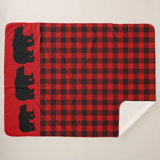 Red Buffalo Plaid Beer Sherpa Deken (Voorkant (horizontaal))