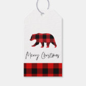 Red Buffalo Plaid Beer & Vrolijk kerstfeest Cadeaulabel (Voorkant)