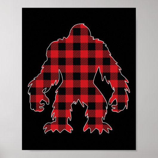 Red Buffalo Plaid Bigfoot Bijpassende Familie Kers Poster (Voorkant)