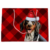 Red Buffalo Plaid Bluetick Coonhound Dog Holiday Groot Cadeauzakje (Voorkant)