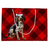 Red Buffalo Plaid Bluetick Coonhound Dog Holiday Groot Cadeauzakje (Achterkant)