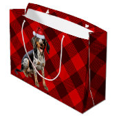 Red Buffalo Plaid Bluetick Coonhound Dog Holiday Groot Cadeauzakje (Achterkant Gekanteld)