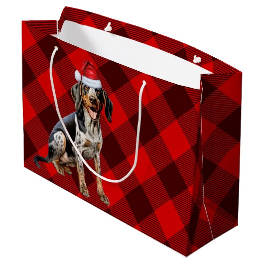 Red Buffalo Plaid Bluetick Coonhound Dog Holiday Groot Cadeauzakje (Achterkant Gekanteld)