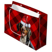 Red Buffalo Plaid Bluetick Coonhound Dog Holiday Groot Cadeauzakje (Voorkant Gekanteld)