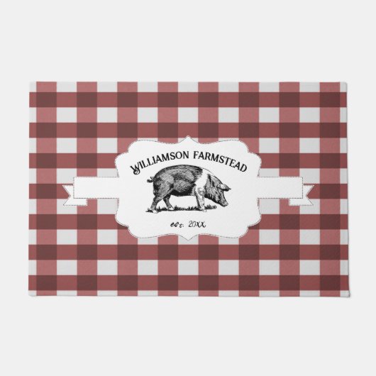 Red Buffalo Plaid Boerderij Deurmat (Voorkant)