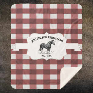 Red Buffalo Plaid Boerderij Paard Sherpa Deken