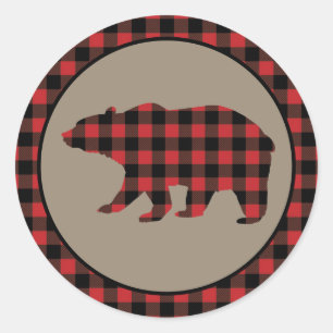 Red Buffalo Plaid Border Beer Ronde Sticker