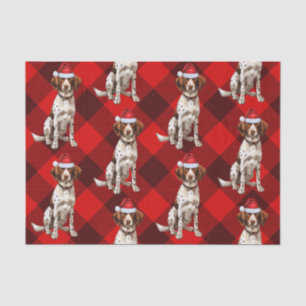 Red Buffalo Plaid Bretagne Spaniel Hond Vakantie Tissuepapier