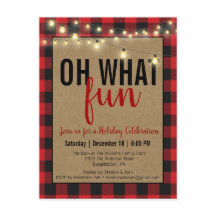 Red Buffalo Plaid Check Fun Holiday Party Uitnodig