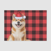 Red Buffalo Plaid Christmas Akita Dog Holiday Tissuepapier (Voorkant)