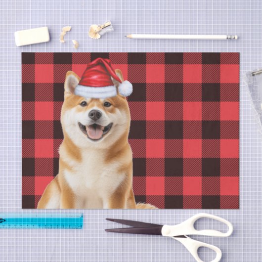 Red Buffalo Plaid Christmas Akita Dog Holiday Tissuepapier (Craft)