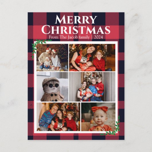 Red Buffalo Plaid Christmas feestdagen Moderne fot (Voorkant)