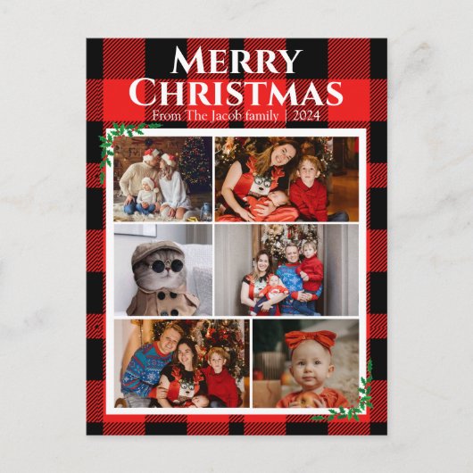 Red Buffalo Plaid Christmas feestdagen Moderne fot (Voorkant)