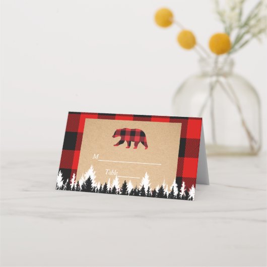 Red Buffalo Plaid  Craft Place Card Plaatskaartje (Voorkant)