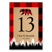 Red Buffalo Plaid  Craft Table Nummer Kaart (Achterkant)