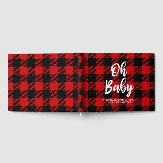 Red Buffalo Plaid Custom Baby shower Guestbook Gastenboek (Volledig)