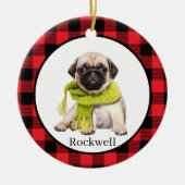 Red Buffalo Plaid Custom Pet Foto Keramisch Ornament (Voorkant)