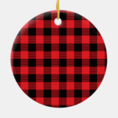 Red Buffalo Plaid Custom Pet Foto Keramisch Ornament (Achterkant)