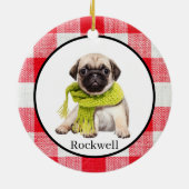 Red Buffalo Plaid Custom Pet Foto Keramisch Ornament (Achterkant)