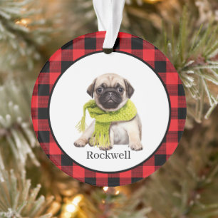 Red Buffalo Plaid Custom Pet Foto Ornament