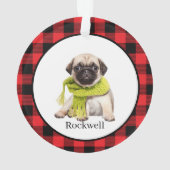 Red Buffalo Plaid Custom Pet Foto Ornament (achterkant)