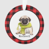 Red Buffalo Plaid Custom Pet Foto Ornament (voorkant)