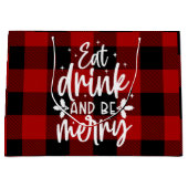 Red Buffalo Plaid “Eat, Drink & Be Merry” Groot Cadeauzakje (Voorkant)