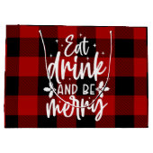 Red Buffalo Plaid “Eat, Drink & Be Merry” Groot Cadeauzakje (Achterkant)