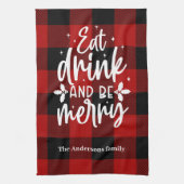 Red Buffalo Plaid “Eat, Drink & Be Merry” Theedoek (Verticaal)