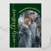 Red Buffalo Plaid elegante kerstfoto Folie Feestdagenkaart (Voorkant)